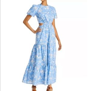 Wayf Plaza Cut Out Puff Sleeve Maxi Dress